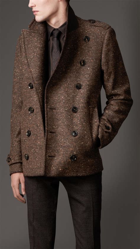 burberry wool pea coats men's